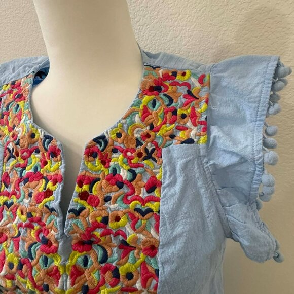 Embroidered Ruffle Sleeveless Boho Dress [L] - Picture 2 of 3